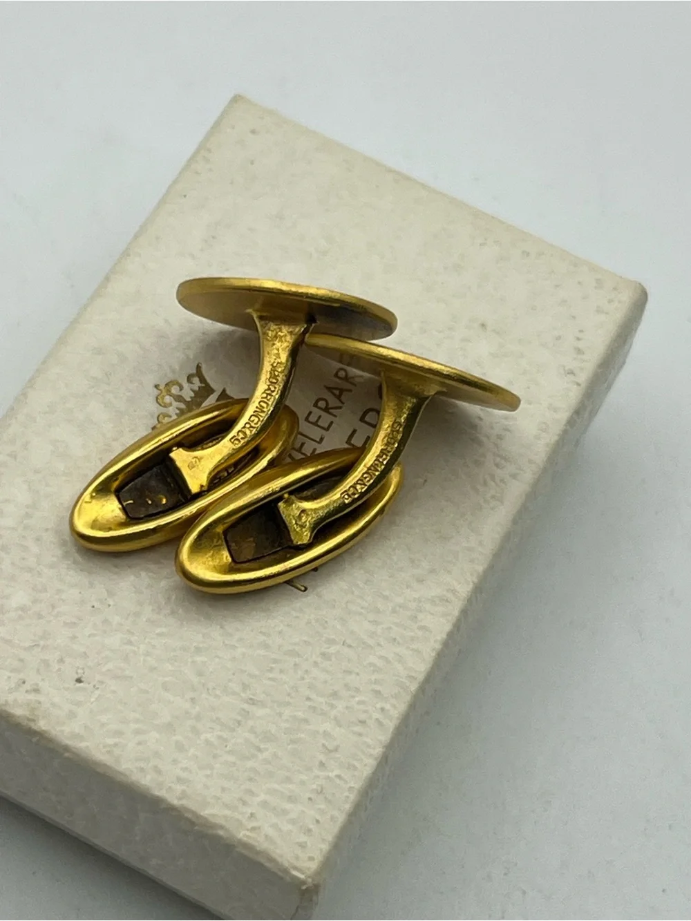 Sporrong Co Blue Enamel Swedish Emblem Cuff Links Cufflinks Crown gold tone
